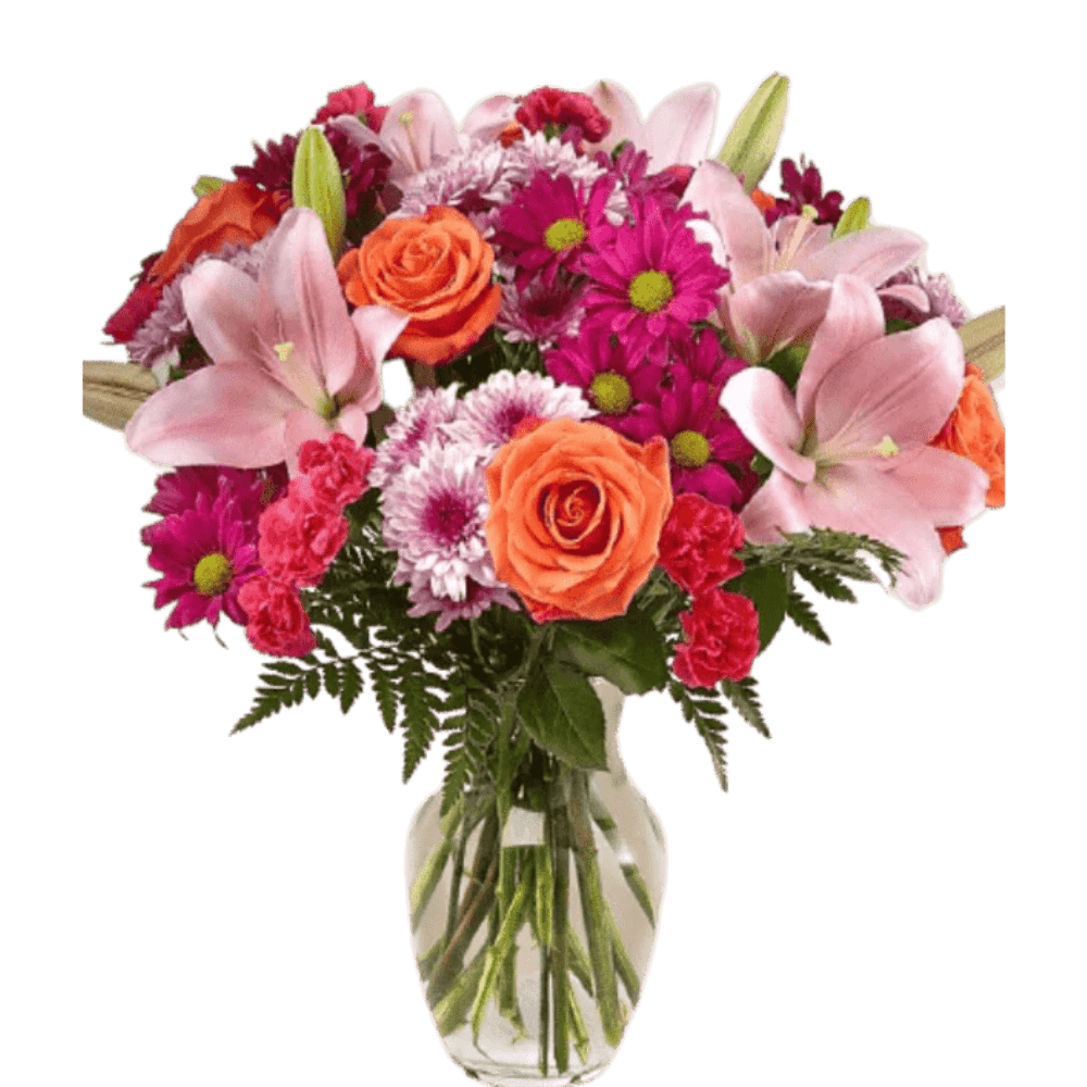 Mixed Flowers Carnation, Lily & Rose Bouquet MakeMyGift